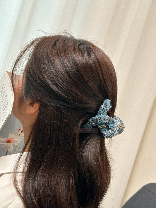 Blue Denim Claw Clip