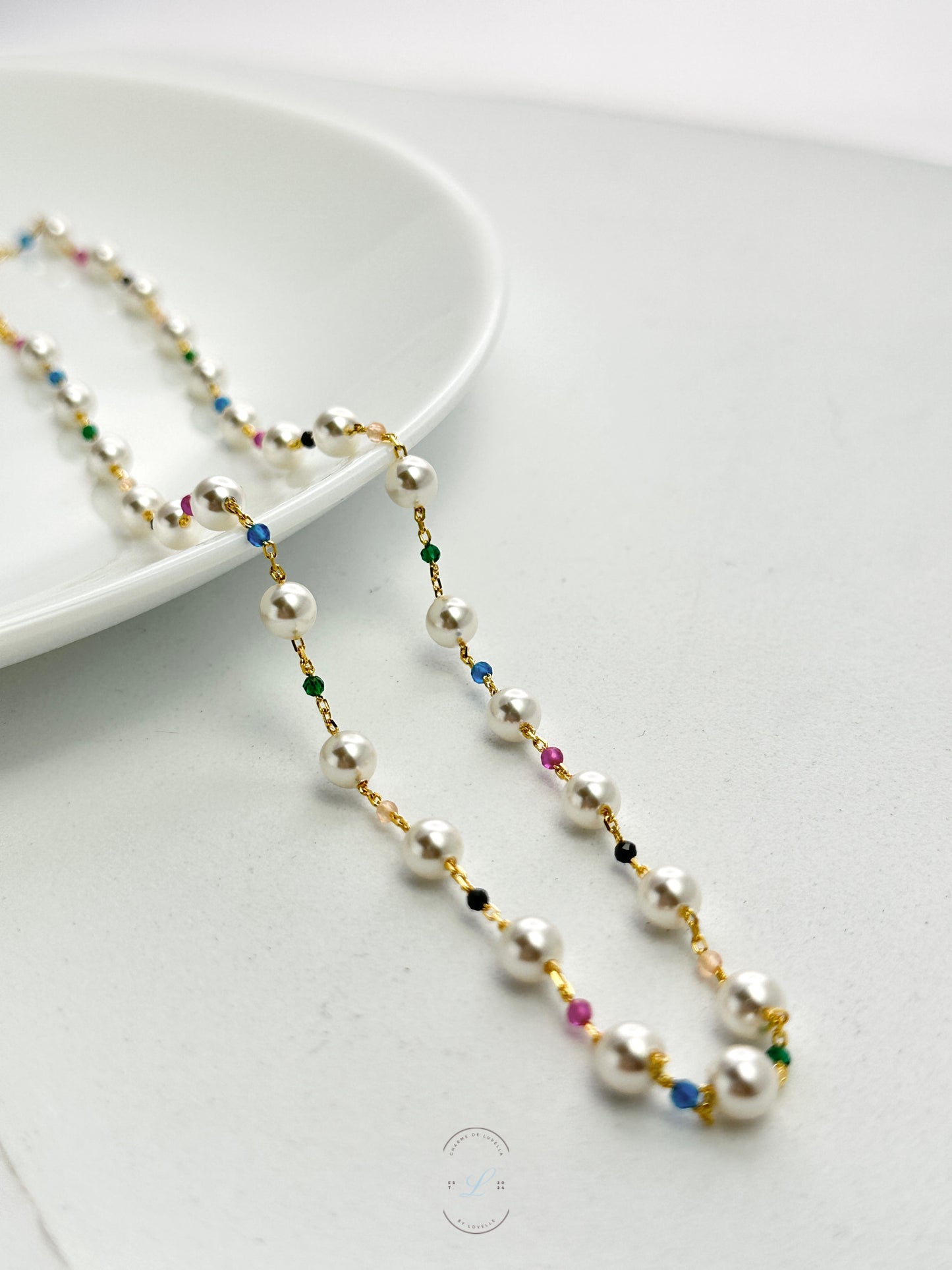 Colourful Beaded Pearl Necklace