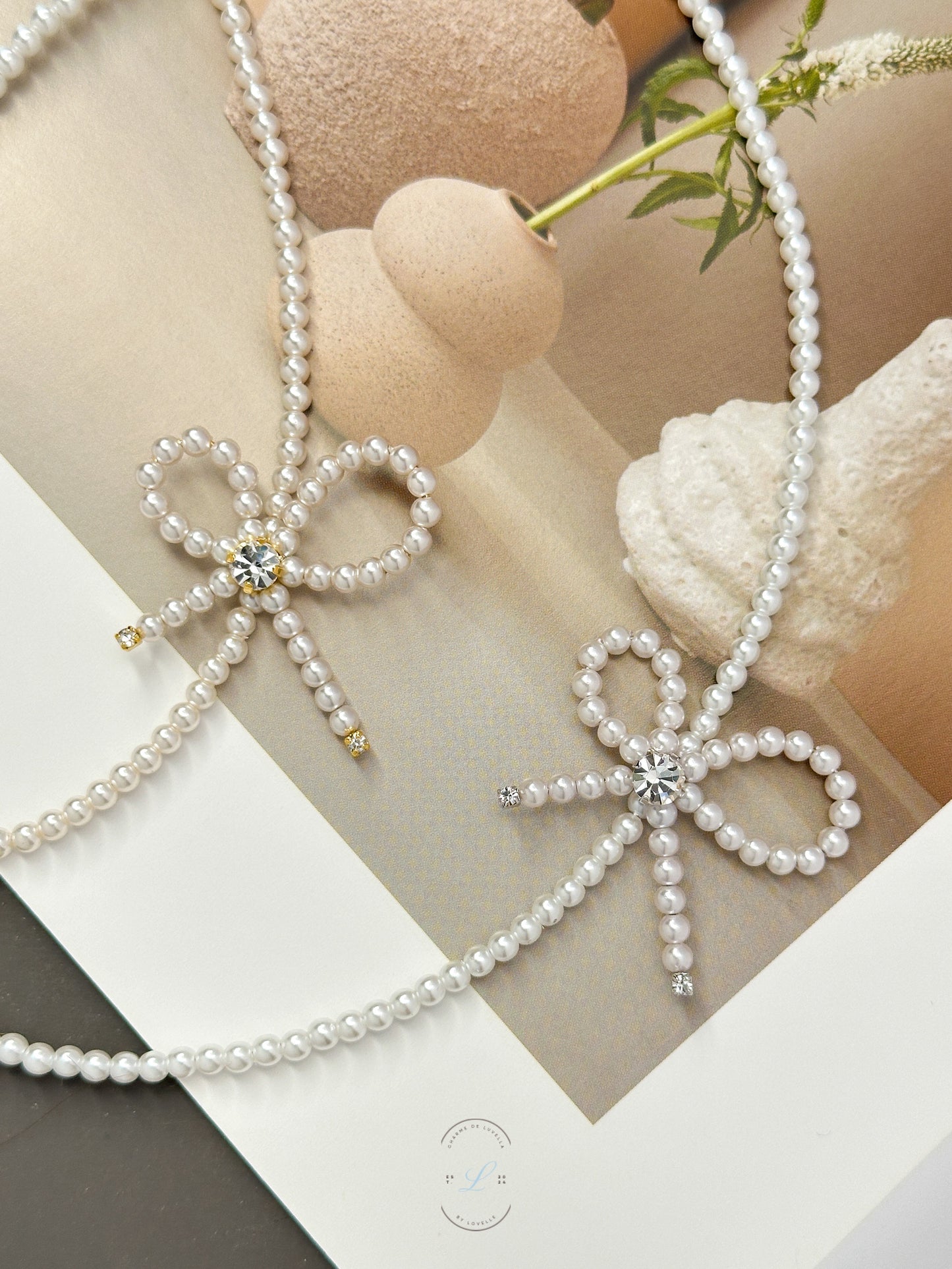 Ribbon Pearl Diamond Choker