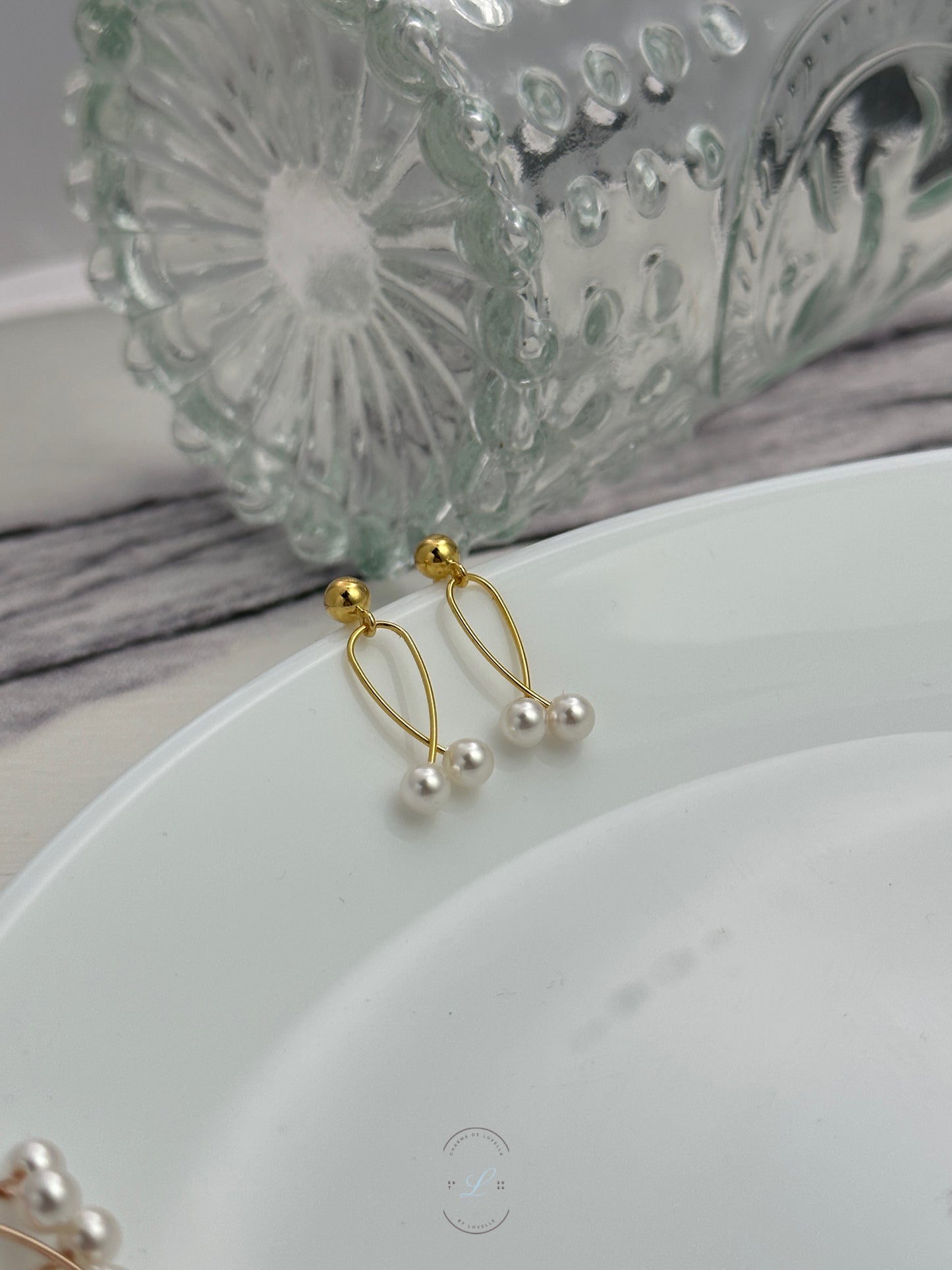 Dual Pearl Loop Earrings