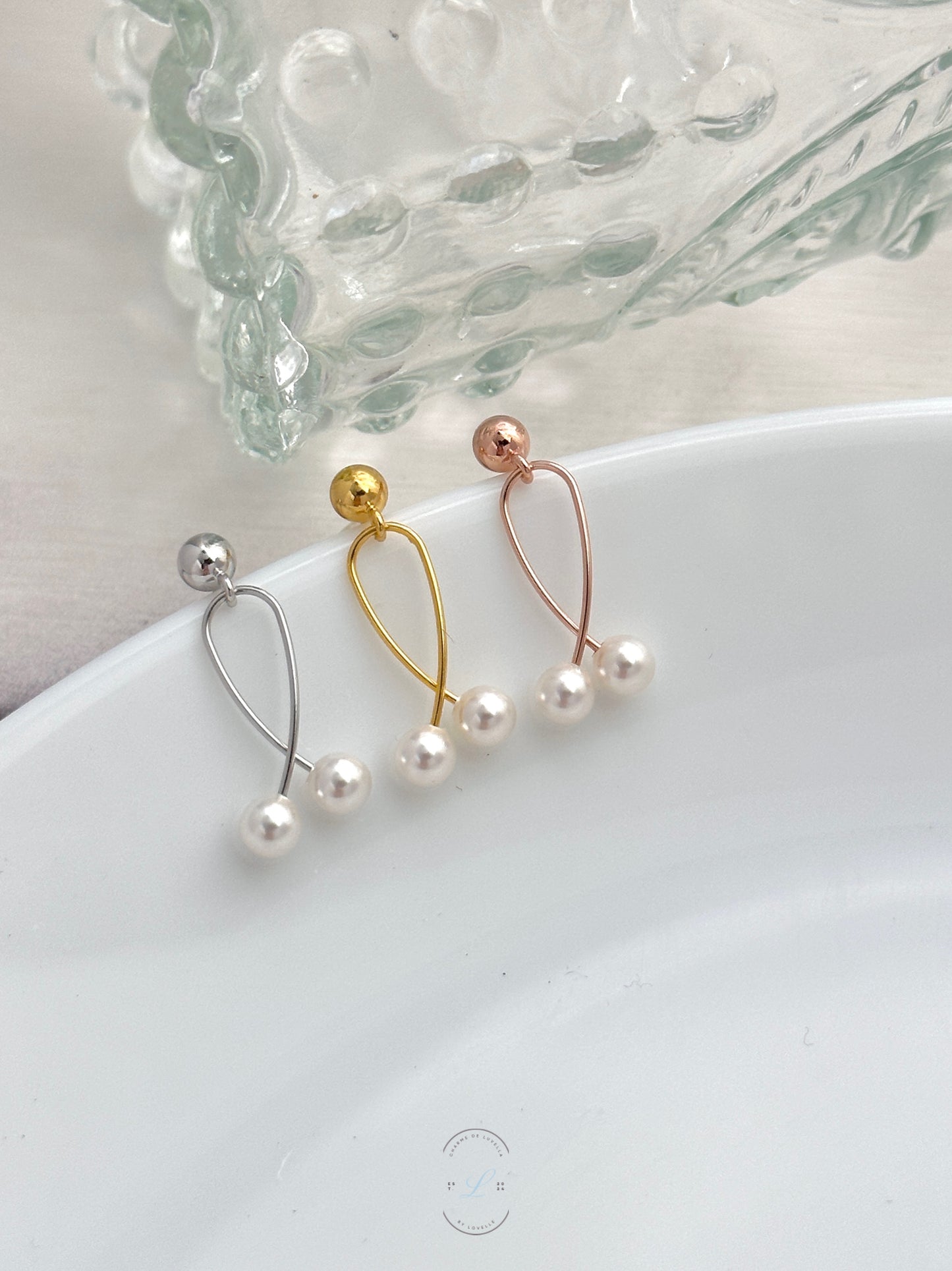 Dual Pearl Loop Earrings