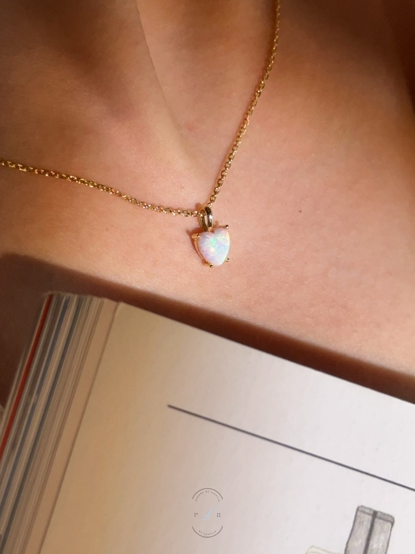 Opal Claw Heart Necklace