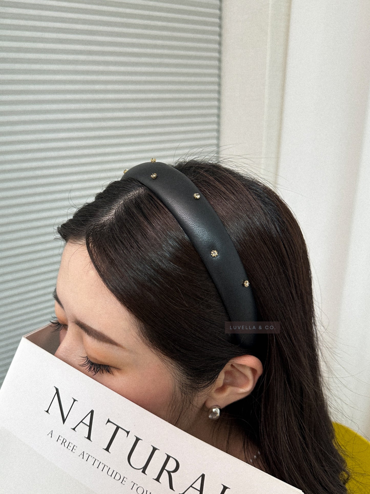 Black Crystal Studded Headband