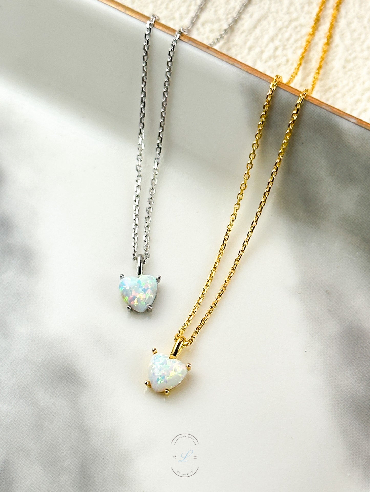 Opal Claw Heart Necklace