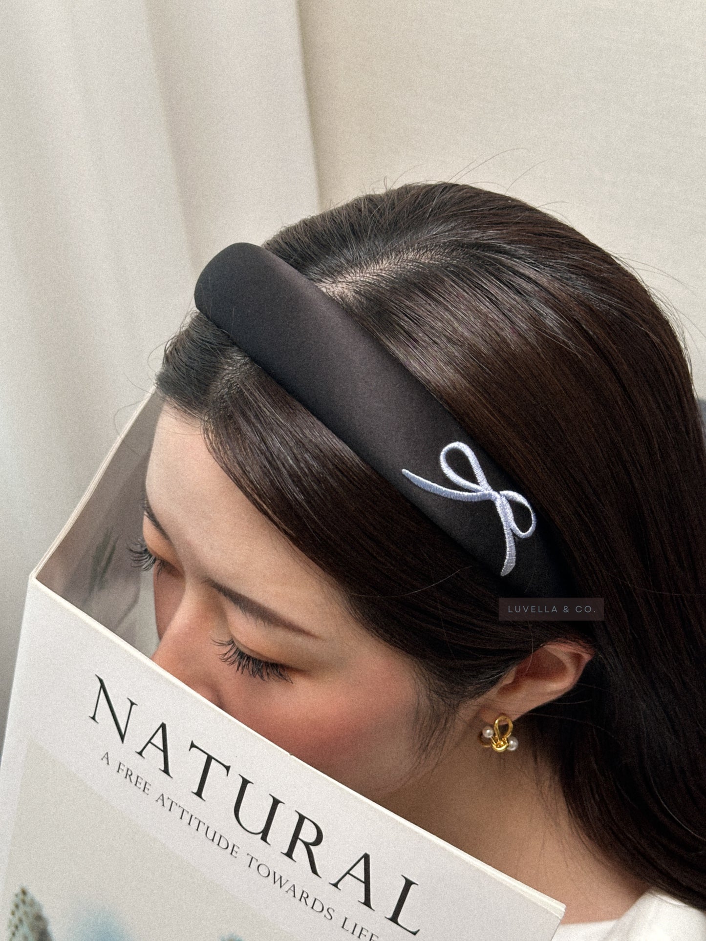 Black Satin Bow Hairband