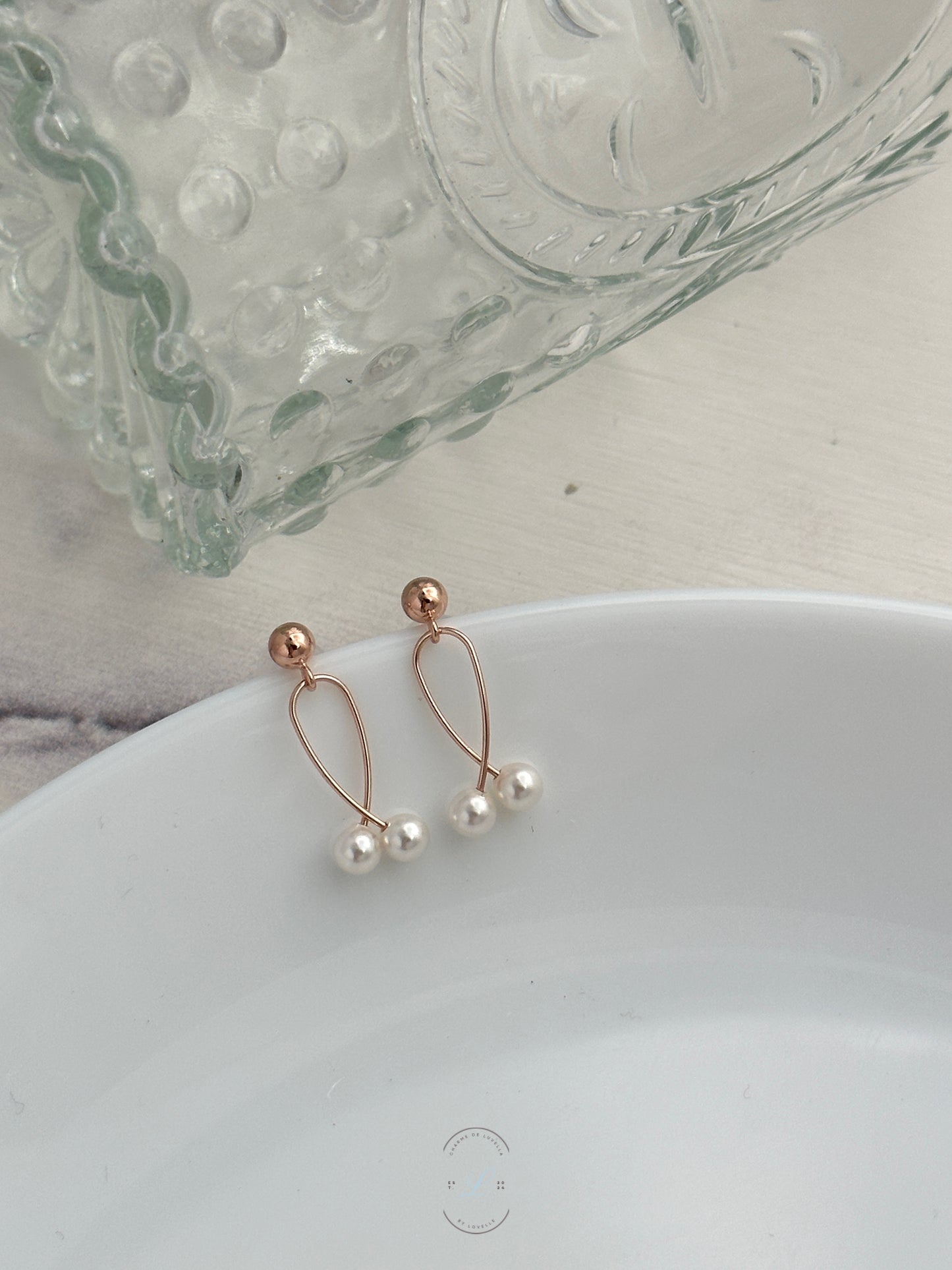 Dual Pearl Loop Earrings