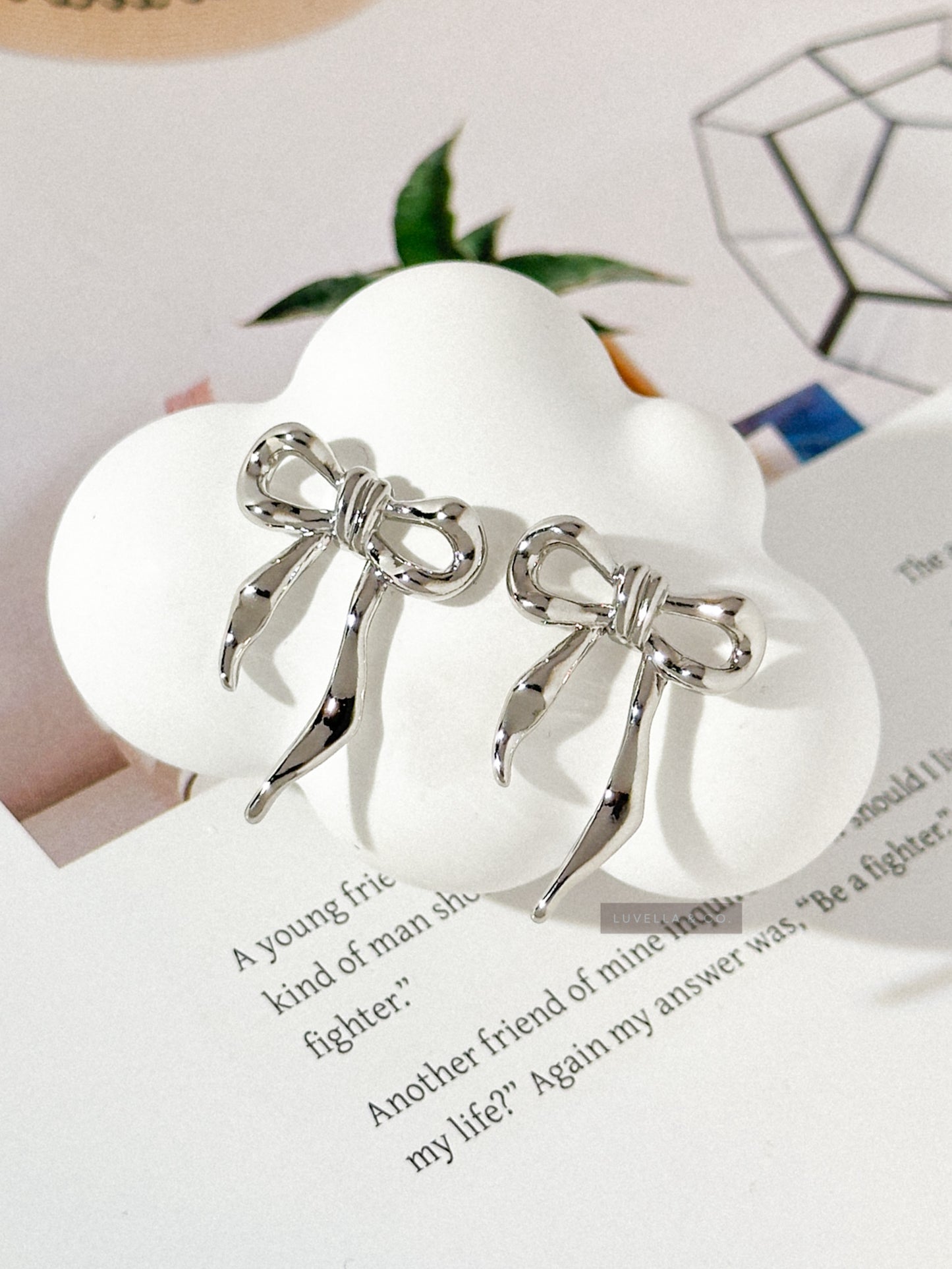 Silver Bowknot Stud Earrings