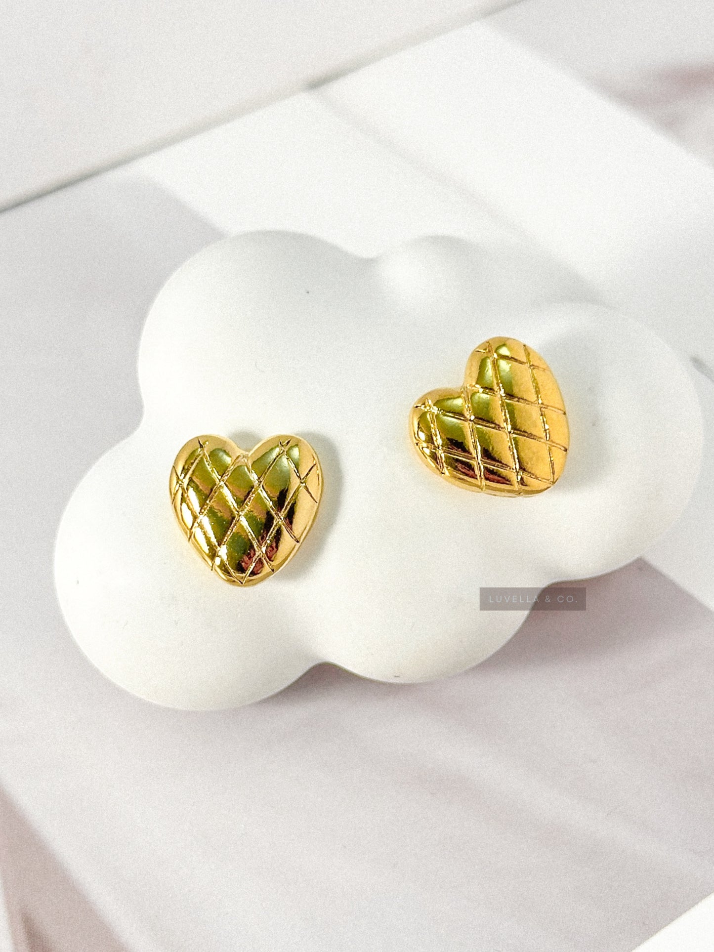 Quilted Heart Stud Earrings