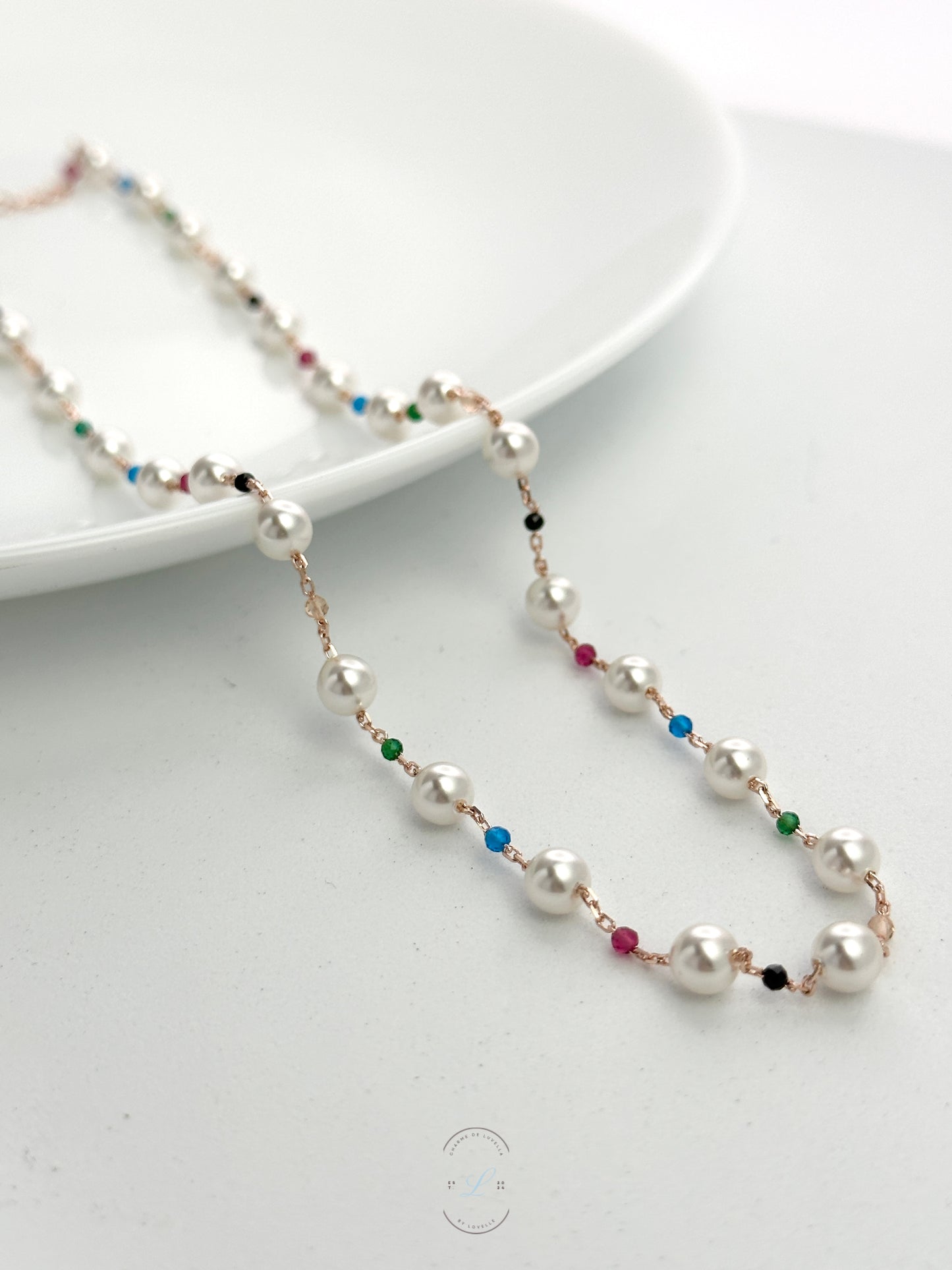 Colourful Beaded Pearl Necklace